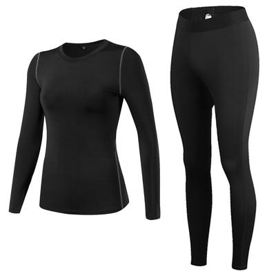 Sillictor Sports Underwear Long Sleeve Undershirt and Long Compression and Black Women's Set, Tights, Wear, Breathable, Quick-Drying, Antibacterial,