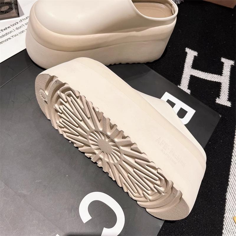 sponge cake thick-bottomed bag head half slippers outer wear women's new versatile small height increase casual slippers tide