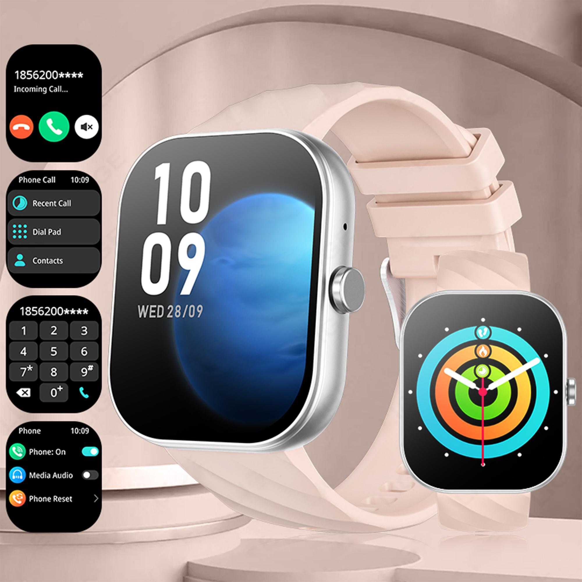 

LIGE Men s Smart Watch Outdoor Sports Health Monitoring Waterproof Bluetooth Call Smart Watch silicone strap рожевий