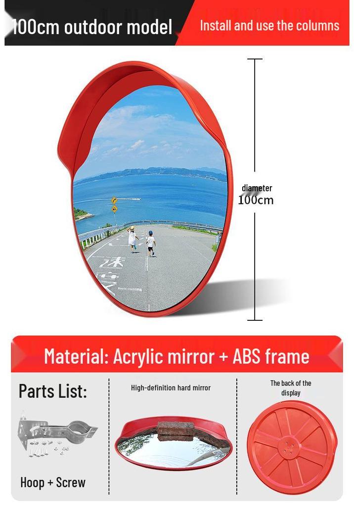 Wide-Angle Convex Mirror for Indoor/Outdoor Corner Parking Lot Use