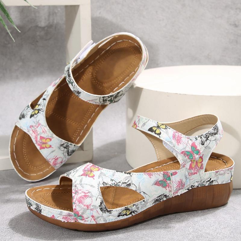 

Large size sandals summer new color versatile sandals women s magic belt wedge heel thick sole fish mouth sandals 43