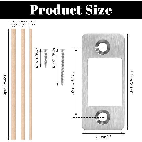 Deadbolt Strike Plate, Round Corner Door Lock Strike Plate Replacement, Metal Strikes Plates Repair Kit for Home, Office (4cm/1.6inch)