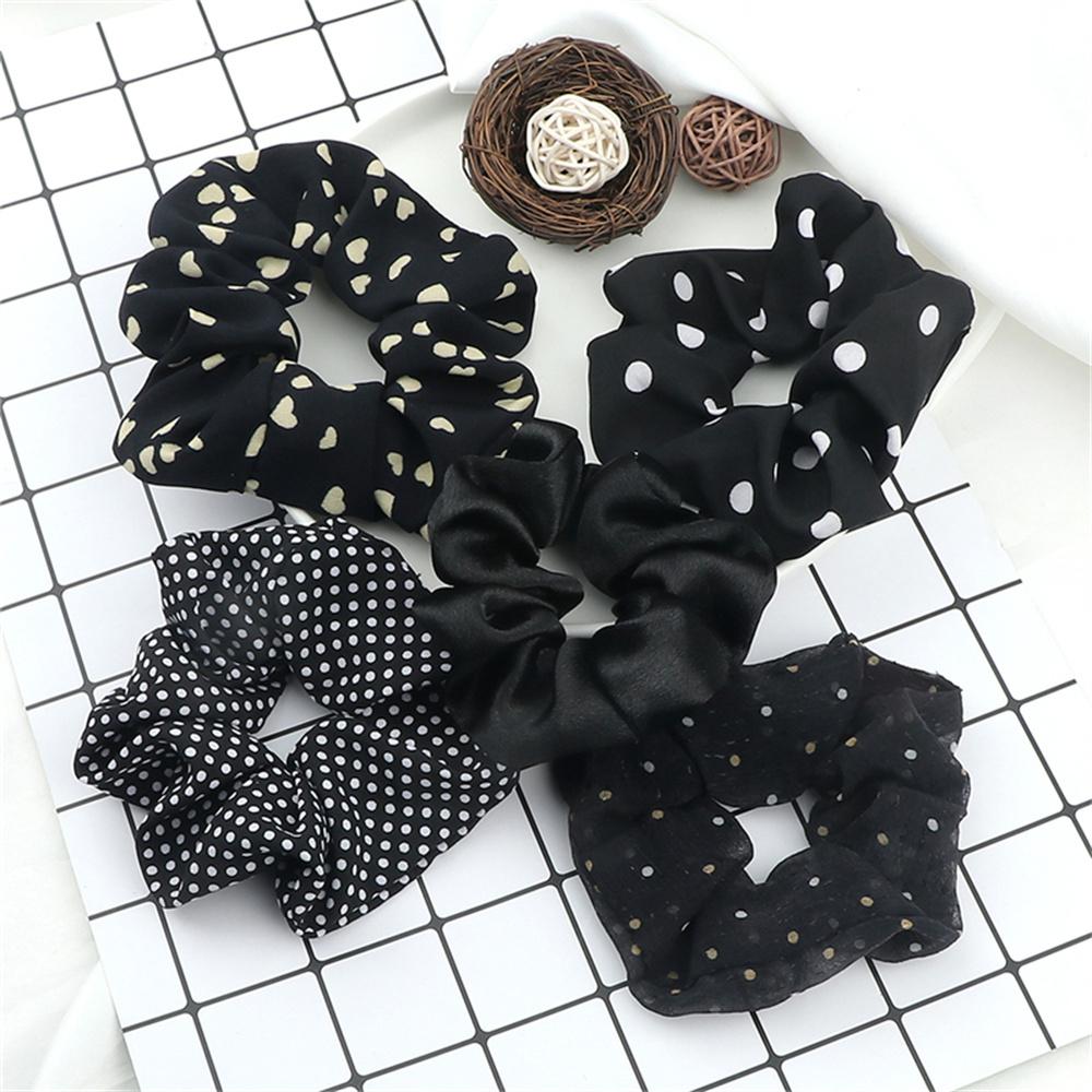 5PCS/Set Korean Fashion Hair Bands Elastic Dots Satin Silk Scrunchie for Women Girls Hair Accessories Hair Ties Holder