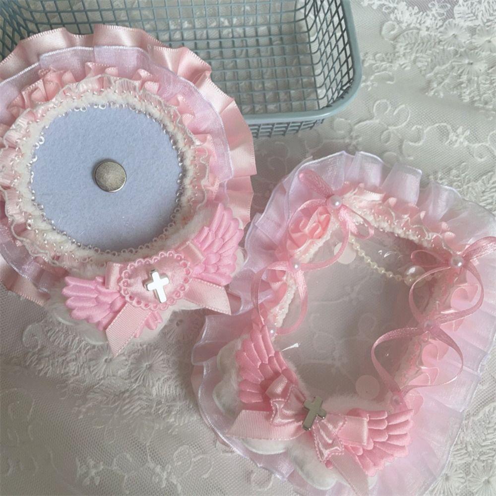 New Lace Trim Badge Holder Finished Product Love Bow Pins Display Base Angel Wings Cross Accessories Badge Ita Bag