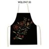 Flower Rabbit Beauty Pattern Kitchen Aprons for Women Men Linen Waist Bibs Household Cleaning Pinafore Home Cooking Apron
