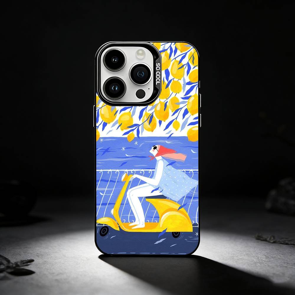 Mediterranean Lemon Fruit art Phone Case For iPhone 17,16,15,14,13,12,11 Plus,Pro Max,XS,Colored silver phone case iPhone17air