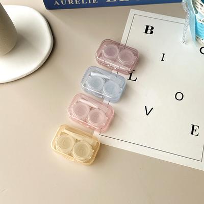 Contact Lens Cases Pink Transparent Love Bow Contact Lens Case Girl Portable Beauty Pupil Box Storage Eye Care Container Box