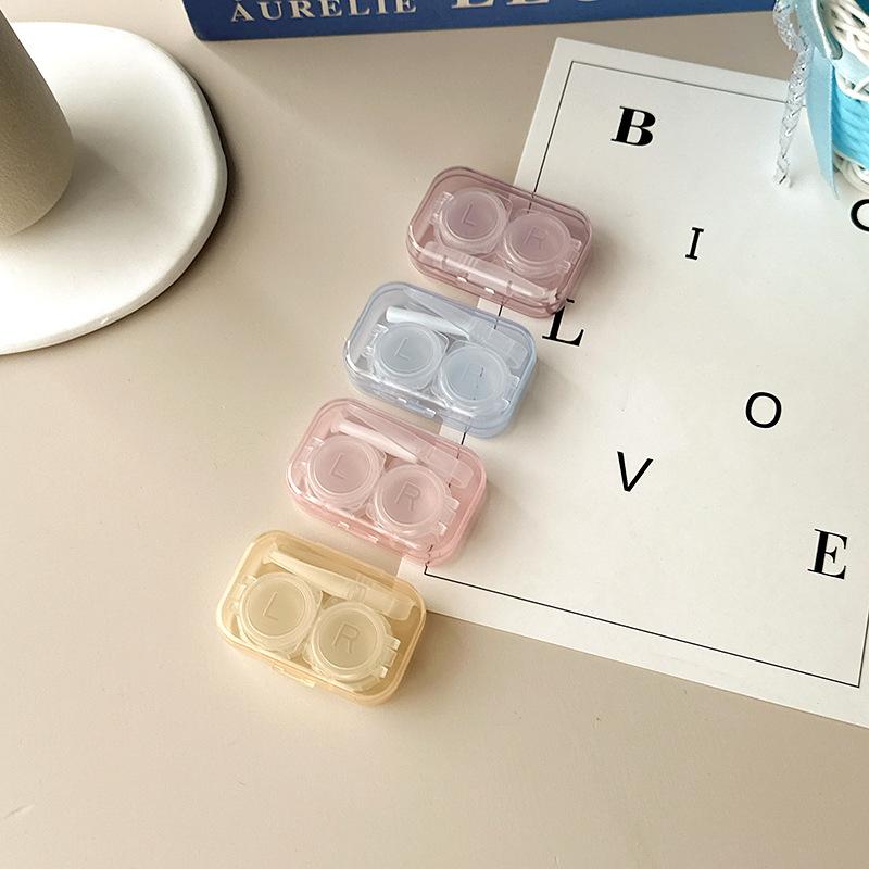 Kontaktlinsfodral Rosa Genomskinligt Kärleksrosett Kontaktlinsfodral Flicka Bärbar Skönhet Pupilllåda Förvaring Ögonvård Behållare Låda