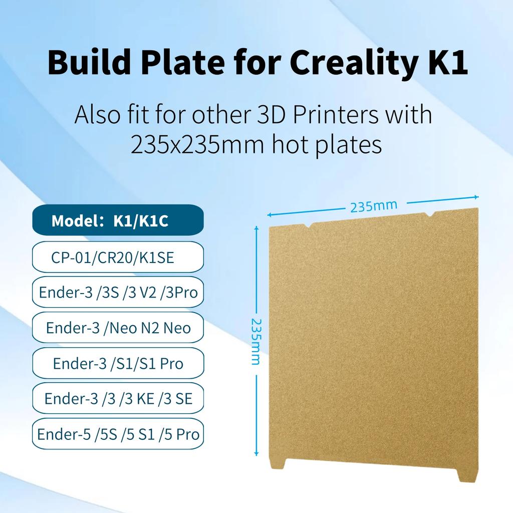 235x235 Strukturierte PEI Creality K1 Druckplatte K1C Druckbett H1H PEO Glattes Magnetisches Blech Für 3D-Drucker Ender 5 S1 Ender 3 V3 Se Platte