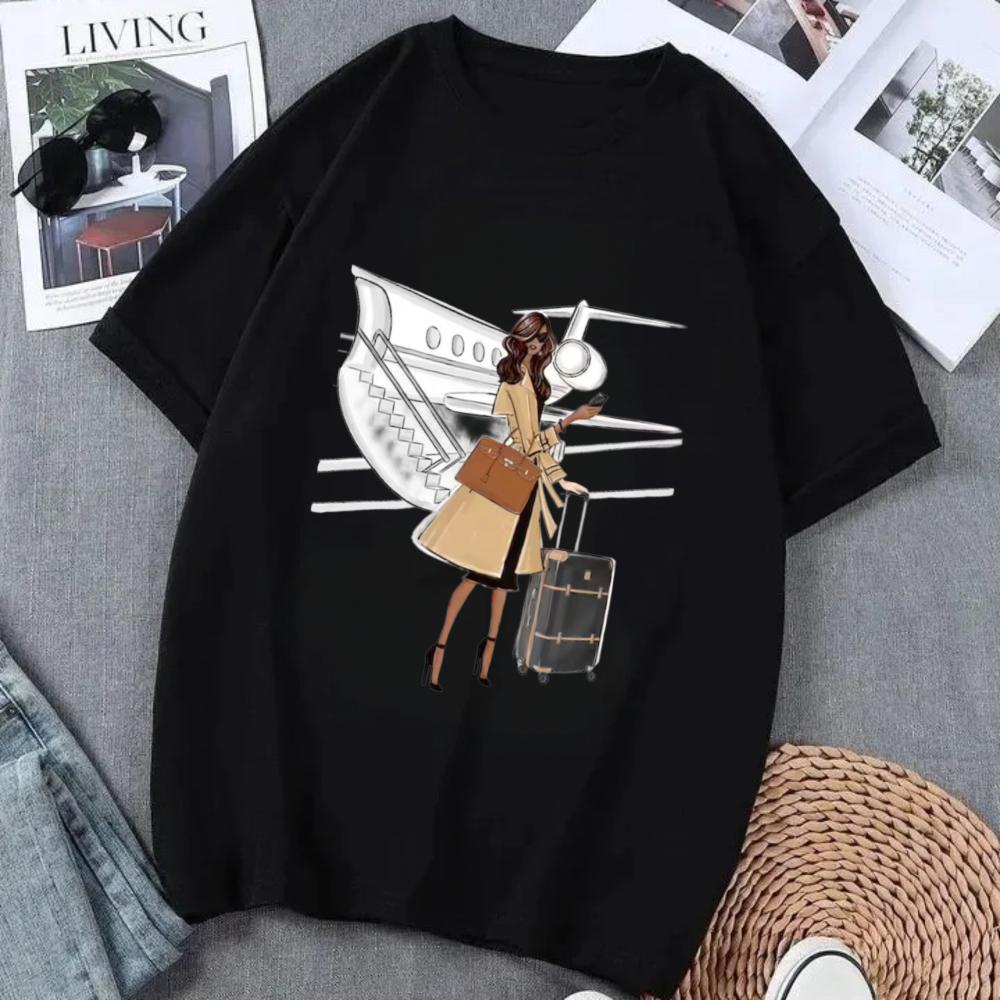 

Maycaur Women Casual Short Sleeves Tshirt Harajuku Sexy Women Print T Shirt Fashion Korean Trendy White Tops Female Tshirts S