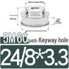60-Teeth 5M Timing Pulley, T-Slot Width 16/21/27mm, BF Type Stepped with Machined Hole 6-20mm