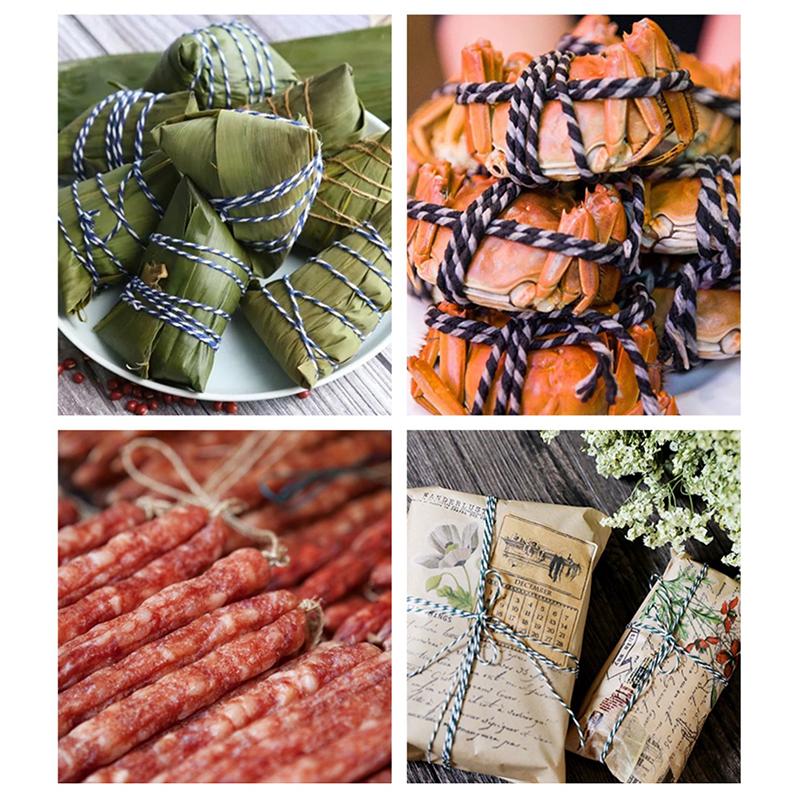 Ficelle de coton de boucher de 2 mm d'épaisseur pour la préparation de la viande, pour attacher la dinde, le barbecue, la viande, les saucisses, 100 mètres