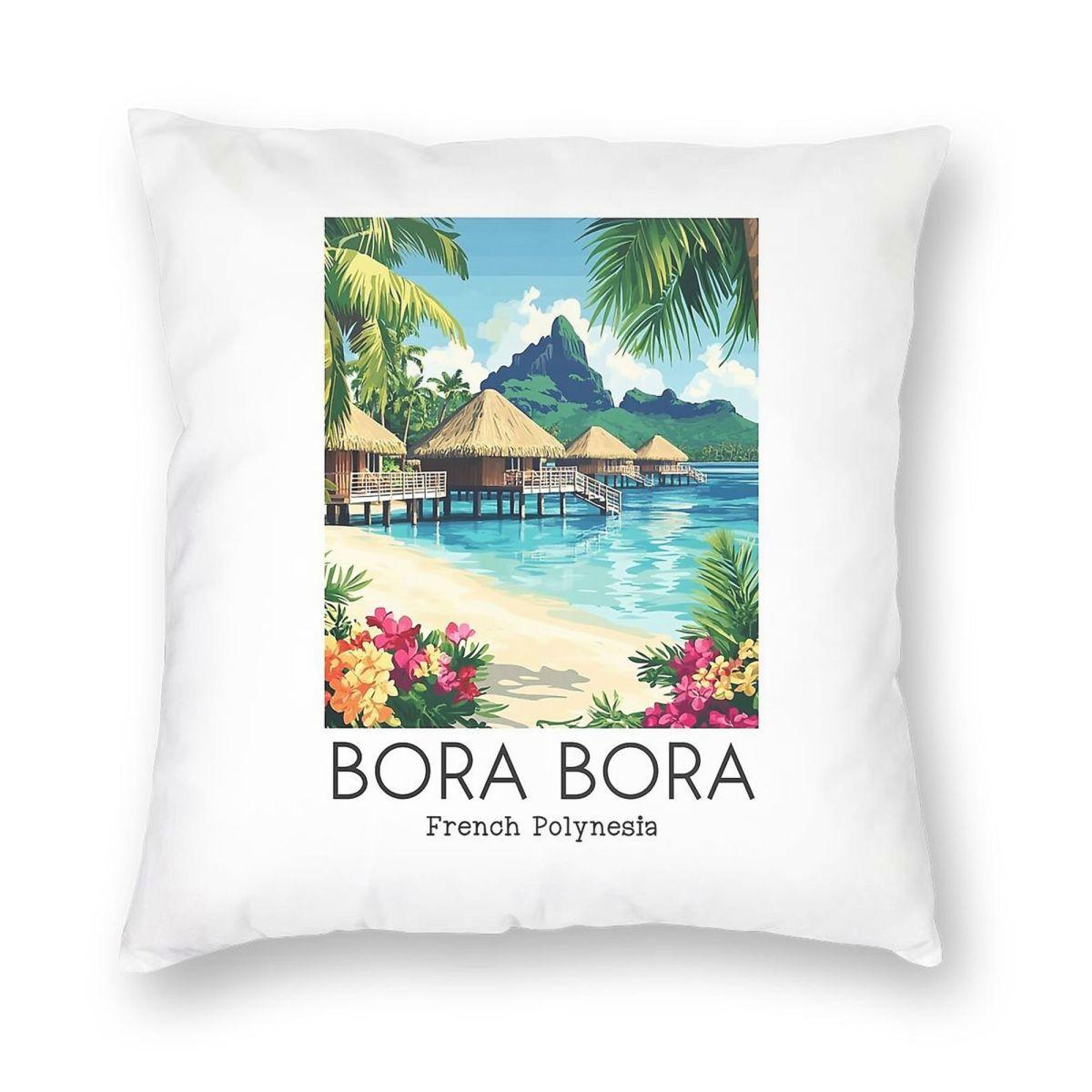 Bora Bora French Polynesia Square Pillowcase Polyester Linen Velvet Creative Zip Decorative Pillow Case Bed Cushion Cover 30x30cm