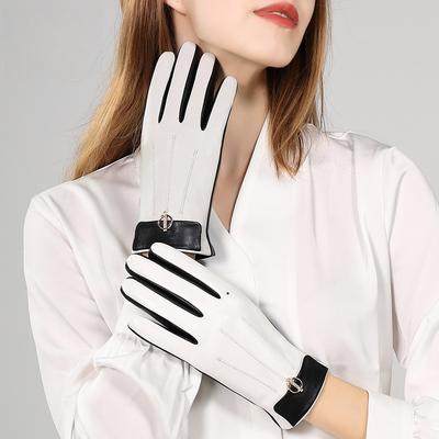 Ladies' Genuine Leather Gloves With Thickened Velvet For Autumn And Winter