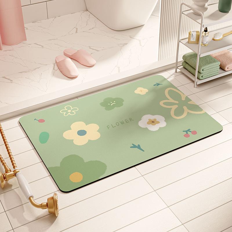 Small Fresh Household Absorbent Mat Bathroom Floor Mat Cartoon Toilet Mouth Absorbent Foot Mat Toilet Non slip Mat Quick Dry