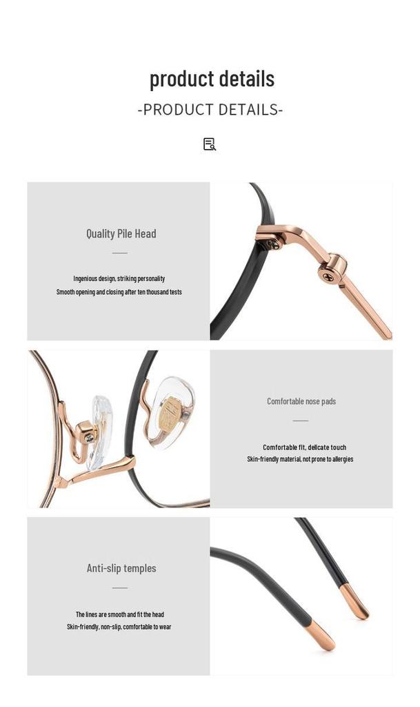 Polygonal Retro Titanium Glasses Frame Unisex with Prescription Lens Option