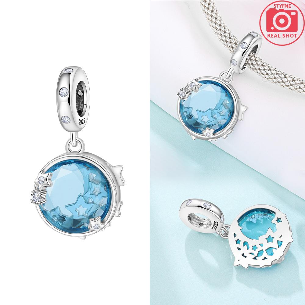 Original Copper Certified Pink Shell Pearl Blue Zircon Petals Beads Fit Women Woman Gift Phone Charms Diy Accessory