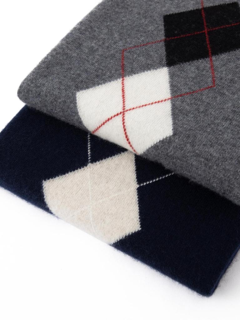 Retro British Diamond Pattern Sleeveless Cashmere Vest