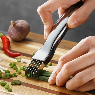 Taglia Cipolle Verdi Taglia Scalogno Tritaverdure Coltello Acciaio Inossidabile Tritaverdure Multifunzionale Affettatrice per Alimenti Strumenti da Cucina