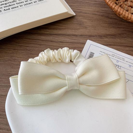 Hair Tie High Elastic Smooth Satin Hair Rope with Hand-Sewn Bow Decor French Retro Style Ponytail Holder Hair Accessories
