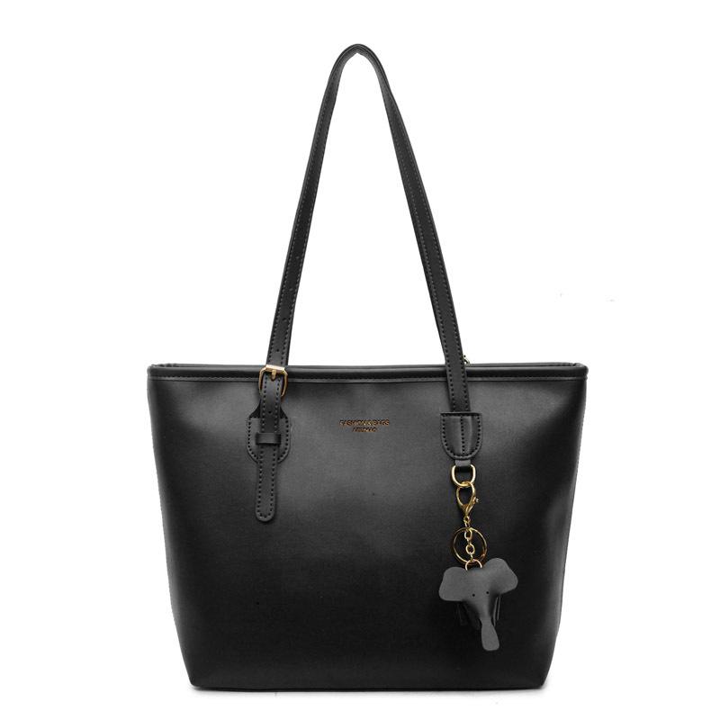 

Large-capacity commuter tote bag women s new high-end shoulder bag college student class handbag чёрный