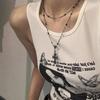 Double-Layer Twin Dark Zircon Cross Pendant Necklace for Women Fancy Fashion Style Temperament Wild Clavicle Chain Necklace