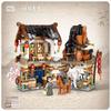 Creative Folded StreetView Grocery Store Post Station Building Bricks DIY Mini Chinese Style Puzzle Girls Gifts Children Toy
