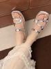 Fashion Female Shoes Summer Clogs Woman Glitter Slides Slippers Soft Square Heel 2025 Beach Jelly Comfort Block Scandals  Shoes Women Sl