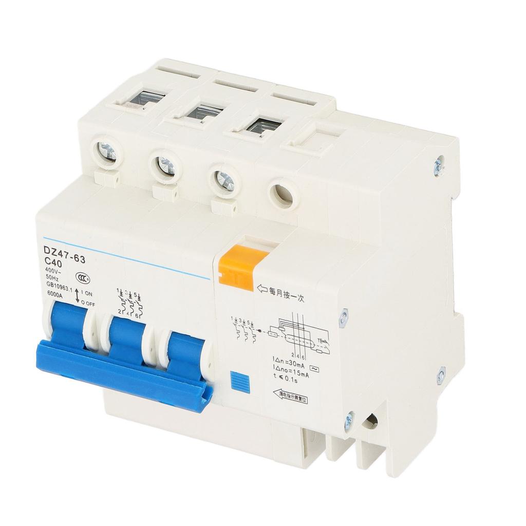Miniature Circuit Breaker 3P 40A Breaking Capacity 6000A DIN Rail Mount for Circuit Protection 400V