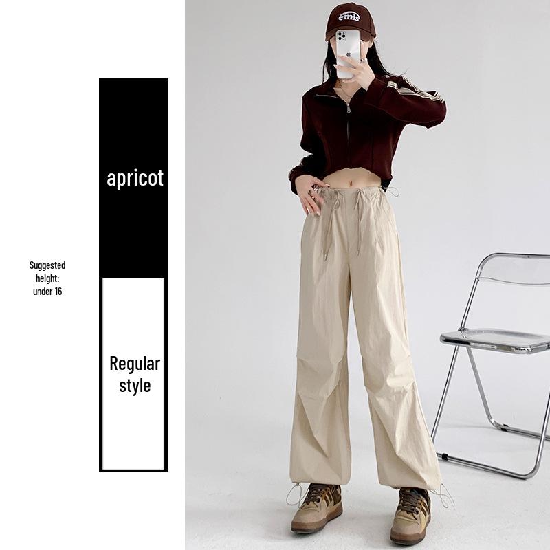 Women's Quick-Dry Military Green Cargo Pants - Spring/Summer Sun Protection, Straight-Leg, Casual Wide-Leg for Sports.