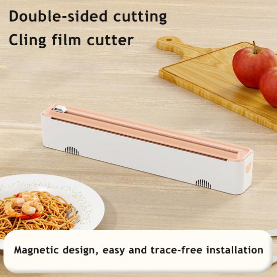 Yousheng Plastic Wrap Cutter Magnetic Wall-Mounted Dispenser Two-Way Sliding Cutter for Kitchen Food Cling Film Aluminum Foil Stretch Film Cutter