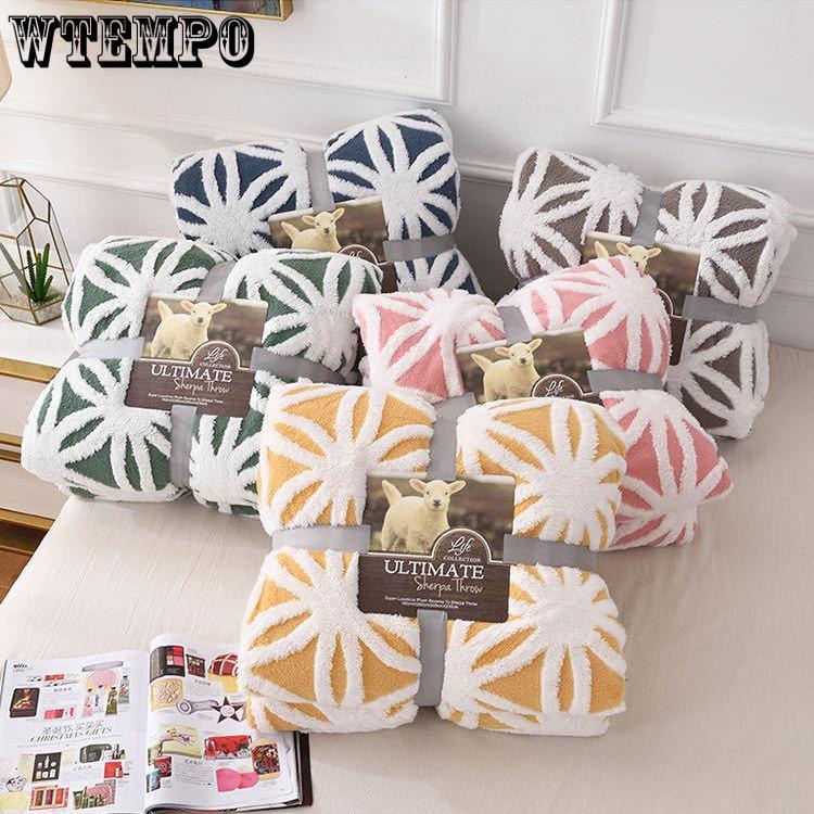 Bed Bedspread Winter Warmth Thickening Three-dimensional Double Layer Comfort Cotton Wool Jacquard Blanket Lamb Wool Blanket Home Textile Bedspread