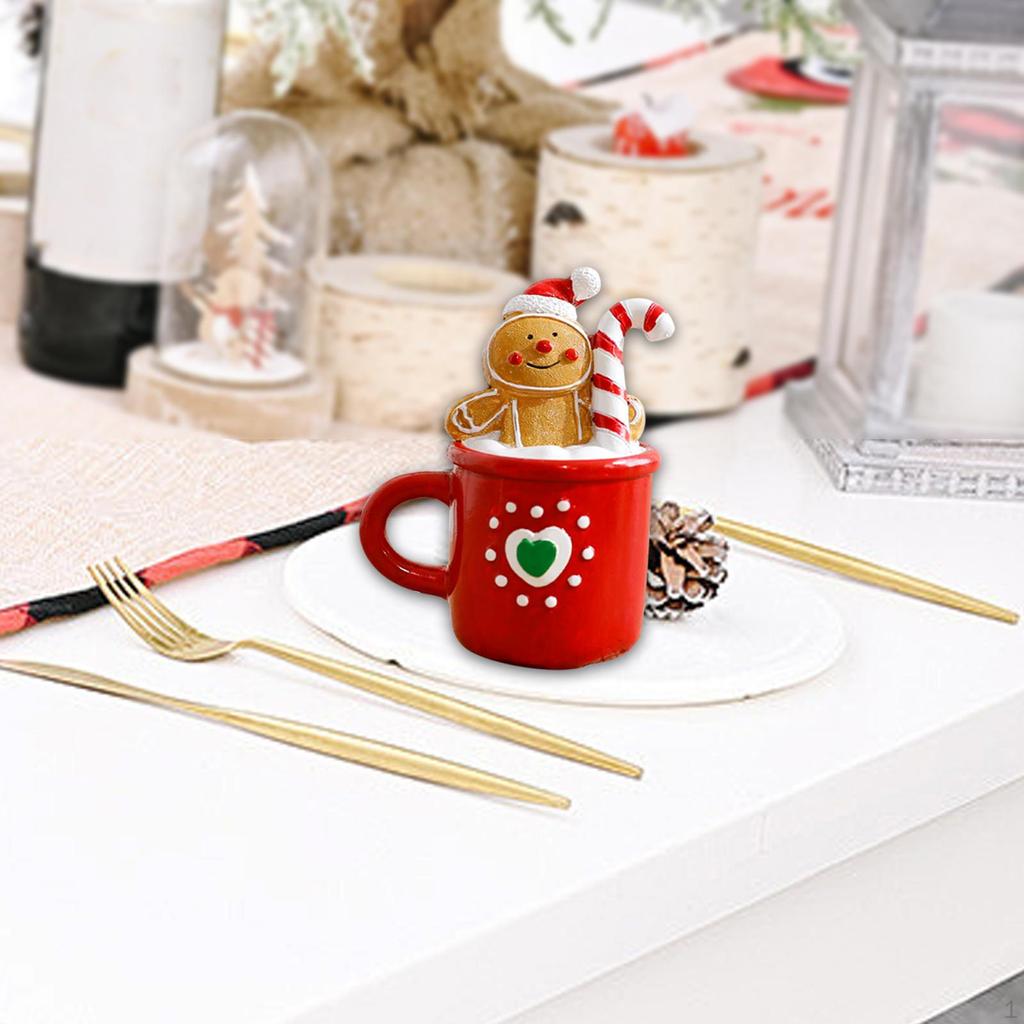 Christmas Resin Figurine Small Cute Xmas Statue Window Display Living Room Crafts Shelf TV Stand