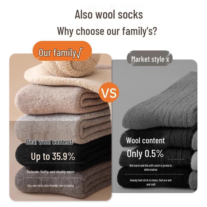 Lonsa Men's Thickened Wool Blend Mid-Calf Socks (4-Pack)