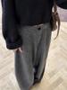 2025 Women's High Waist Grey Woolen Wide Leg Pants - Winter Plus Velvet, Loose Fit, Pear Shaped Body Slimming