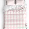 3pcs Bedding Set Pink Plaid Home Textile Duvet Cover Pillow Case Boy Kid Teen Girl Bedding Covers Set