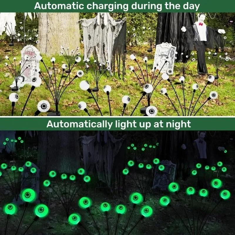 Halloween Ghost Eye Solar String Lights Eyeball Stake Lights Outdoor Garden Yard Decoration Holiday Christmas Party Display