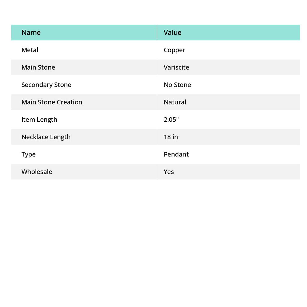 Variscite Handmade Copper Wire Wrap Jewelry Pendant 2.05 W3h81