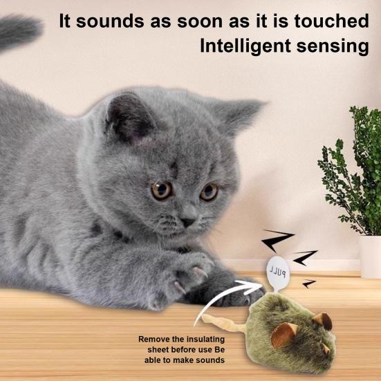 Realistic Simulation Mouse Cat Toy Automatic Squeaky Kitten Interactive Toy Bite Resistant Plush Mice Relieves Boredom Cat Supplies