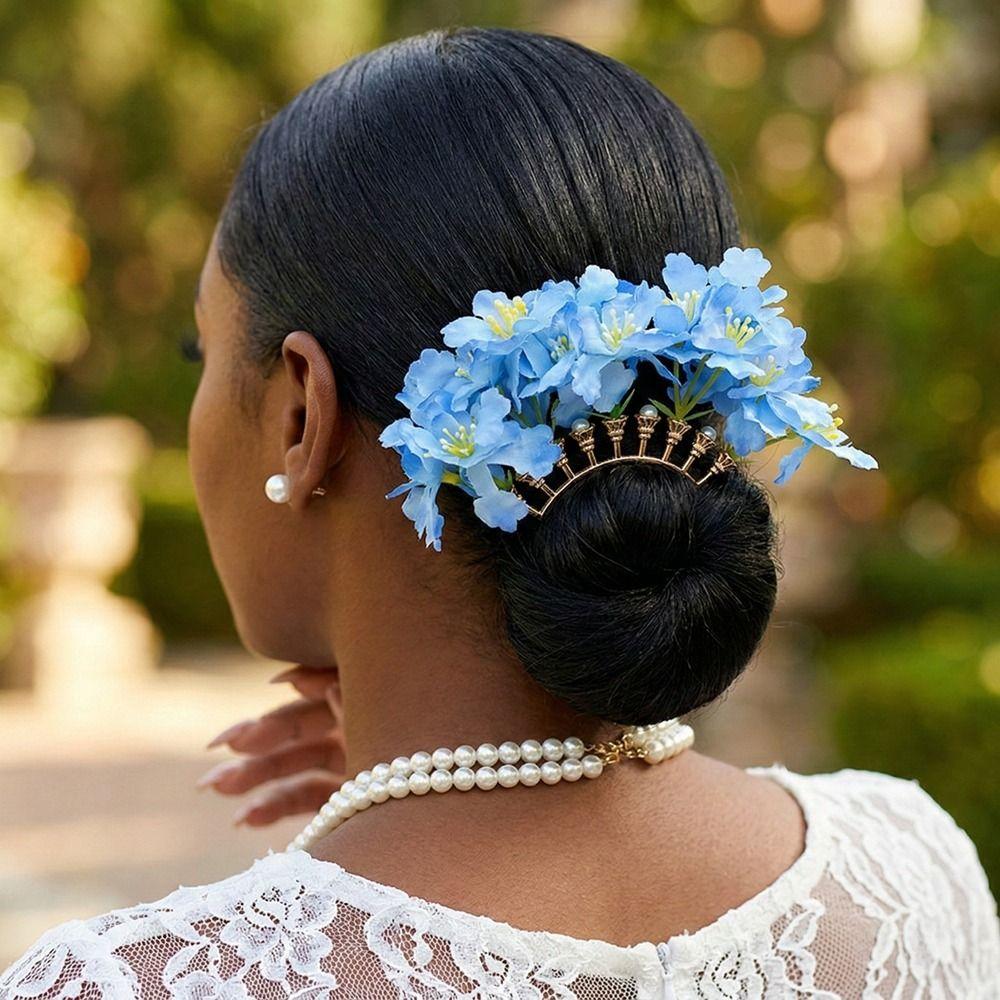 Sweet Flora Hair Stick Bohemian Side Clip Headdress Simulation Flower Hair Fork  Daily Wear