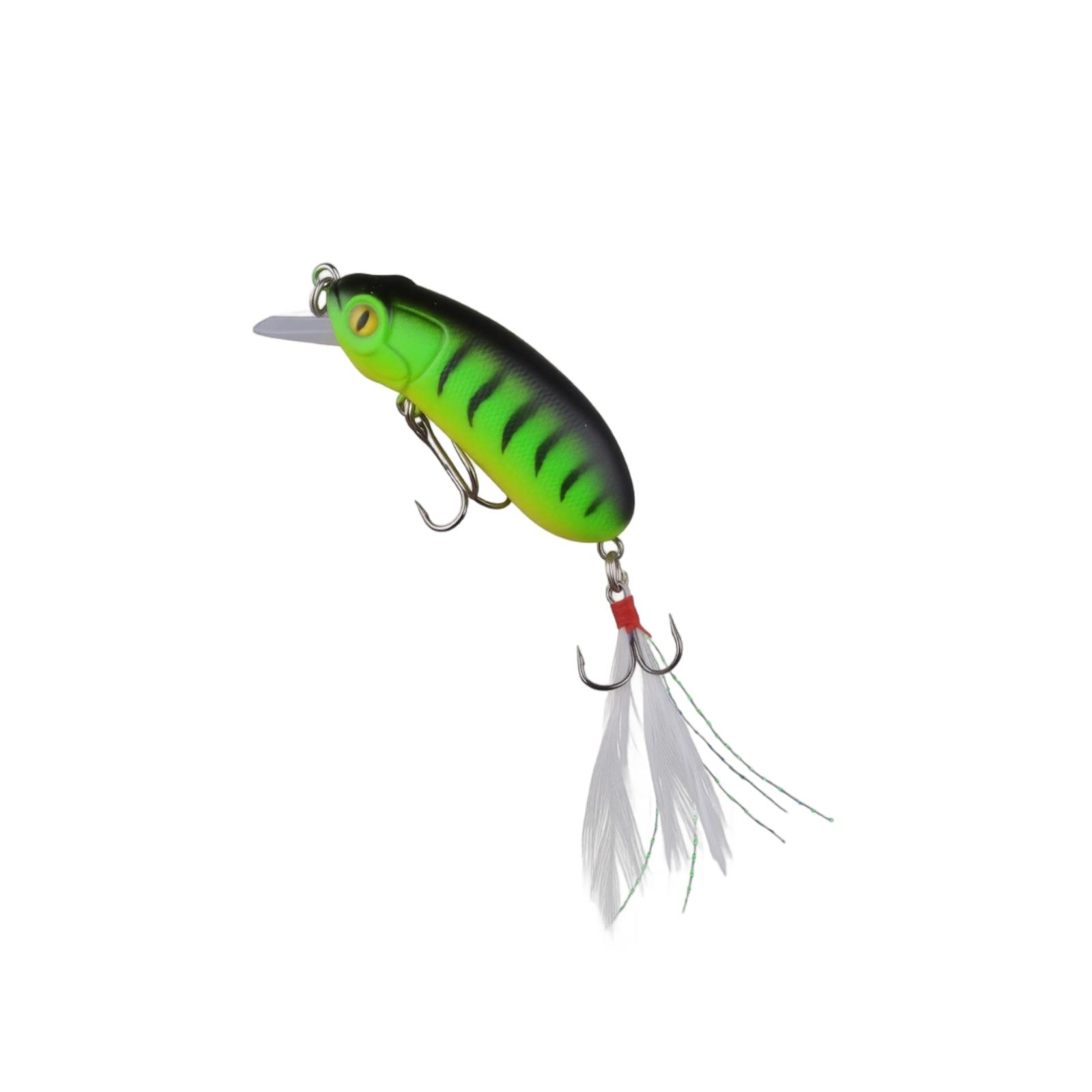 

Fishing Lure Bionic Hard Bait Artificial Lifelike Crankbait with Feathered Treble Hooks for Freshwater Fishing Trolling and Casting one size