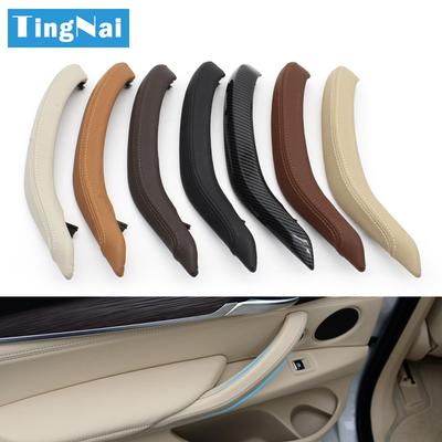 Car Interior Passenger Doors Pull Handle Outer Leather Cover Replacement For BMW X5 X6  F15 F16