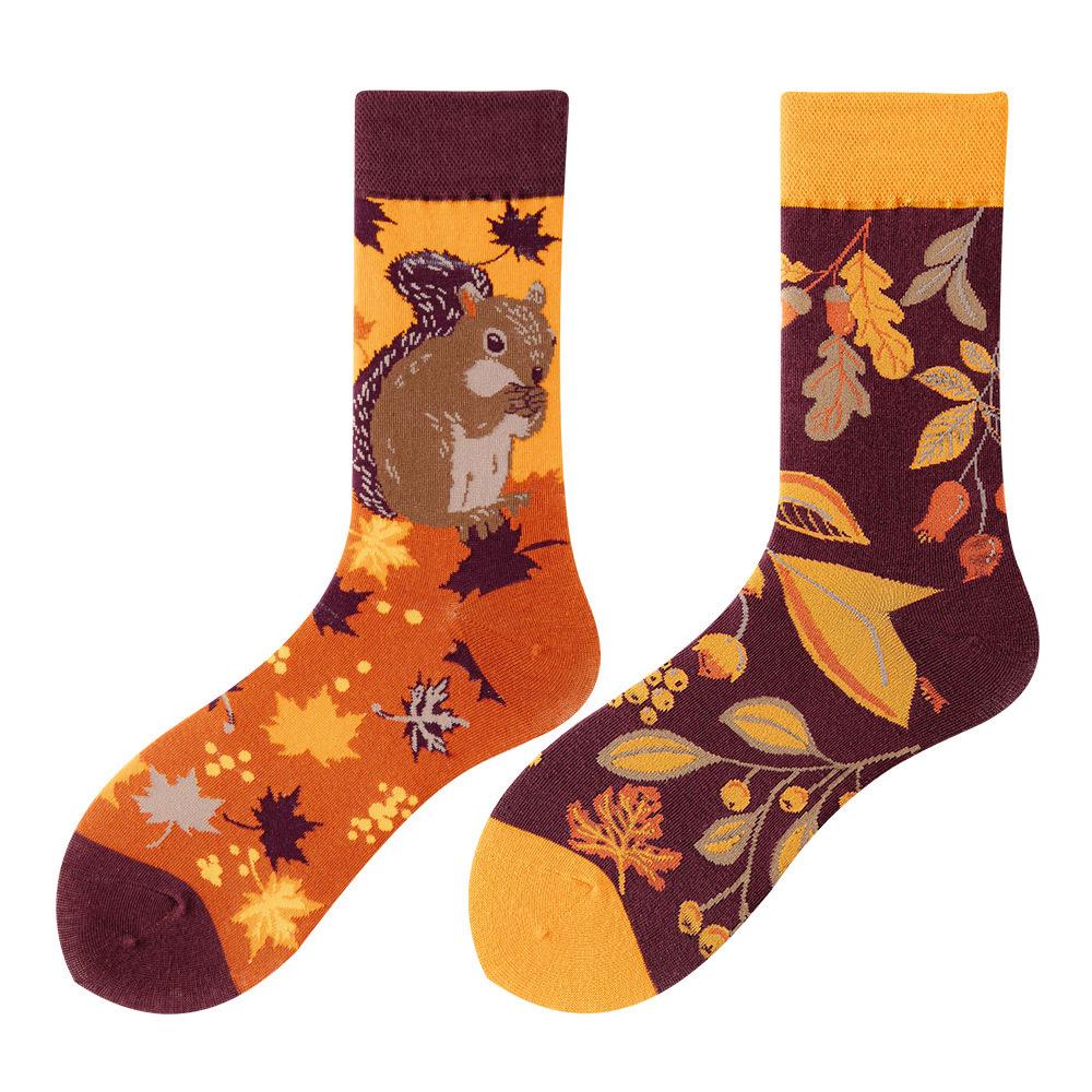 SMLSOX Summer Asymmetrical Mandarin Duck Couple Mid-Calf Colorful Christmas Cotton Fashion Socks