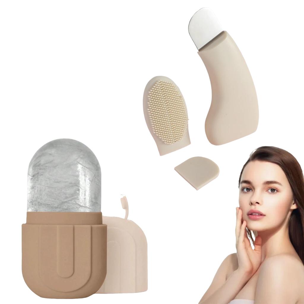 2PCS Face Ice Roller Blackhead Remover Set Silicone Face Lifting Ice Cube Facial Massager Face Scraper Beauty Skin Care Tools