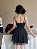 Sweet Princess Mesh Patchwork Camisole Dress – Elegant Waist-Cinched A-Line Mini with Open Back