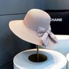 Hepburn style straw hat seaside vacation sun hat summer straw braided big brim temperament bow sun hat women's