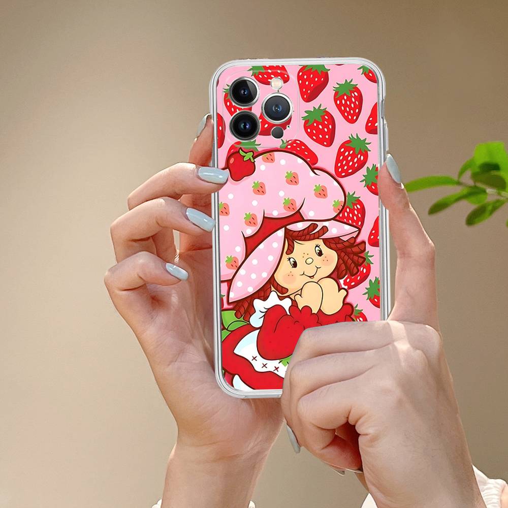 Cartoon Girl S-Strawberry S-Shortcake TPU Silicone Case For IPhone 11 12 13 14 15 16 17 Pro Max Shockproof Clear Back Cover