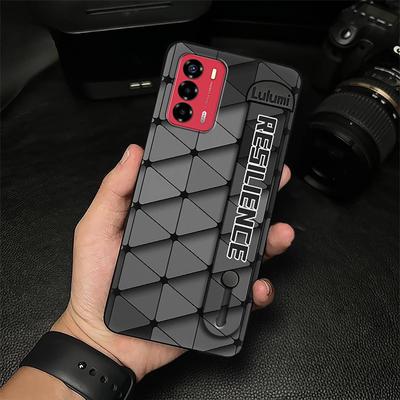 ZTE Blade V40 Vita/A72 İçin Arka Kapak Geometri Telefon Kılıfı Kir Tutmaz Kişilik Bilek Kayışı Darbeye Dayanıklı Toz Geçirmez