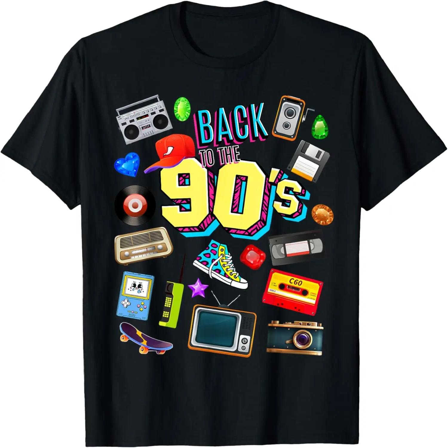 Мужская Женская Детская Винтажная Ретро Футболка с Графическим Дизайном в Стиле 90-х S чёрный