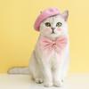 Pet Cat Hat Headgear Fine Workmanship Cashmere Elegant Soft Beret Bow Tie Collar Decoration Dogs Cap Beret For Decor New Year